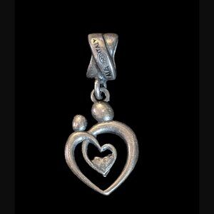 Michael Anthony Oxidized 925 Sterling Mother And Child Heart Bracelet Charm
